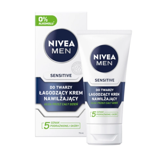 Kliknij na zdjęcie, aby je powiększyć NIVEA MEN SENSITIVE LINDERNDE FEUCHTIGKEITSSPENDENDE CREME FÜR MÄNNER 75ML