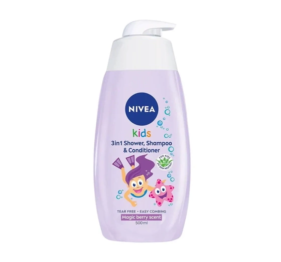 Kliknij na zdjęcie, aby je powiększyć NIVEA KIDS 3 IN 1 SHOWER & SZAMPOO DUSCHGEL UND SHAMPOO BERRY 500ML