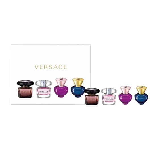 Versace Eau de Toilette Crystal Noir 5 ml +  Bright Crystal 5 ml + Eau de Parfum Dylan Purple Pour Femme + Dylan Blue Pour Femme 5 ml