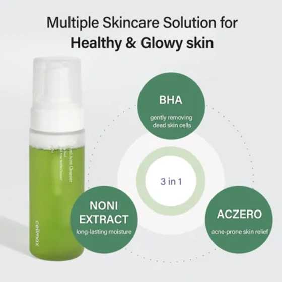 Kliknij na zdjęcie, aby je powiększyć Celimax The Real Noni Acne Bubble Cleanser Reinigender Gesichtsreinigungsschaum 155 ml