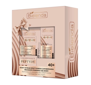 Bielenda Straffende Peptide – Geschenkset gegen Falten: Tages- und Nachtcreme 40+ 50 ml + aufhellende Augen- und Lidcreme 15 ml