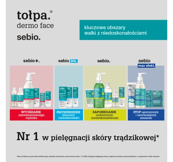 Kliknij na zdjęcie, aby je powiększyć Tołpa Dermo Face Sebio Max Efekt – normalisierende Tiefenreinigungsmaske 2 x 6 ml