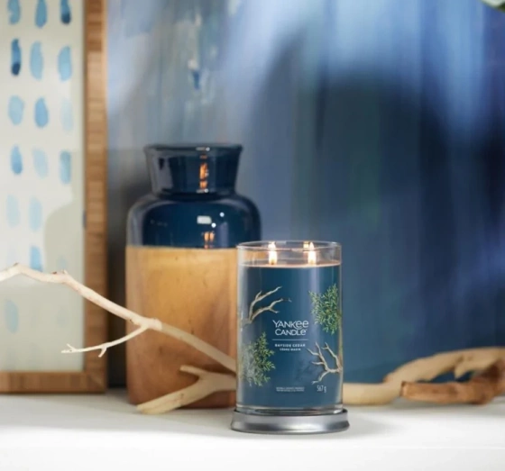 Kliknij na zdjęcie, aby je powiększyć Yankee Candle Signature Tumbler Große Duftkerze Bayside Cedar 567 g