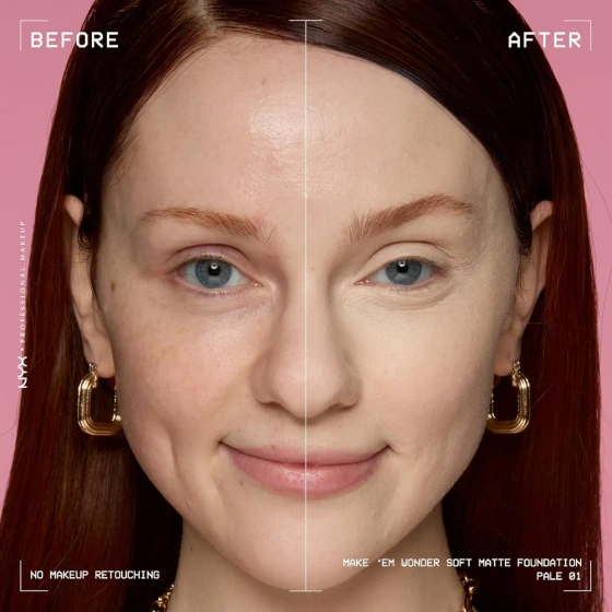 Kliknij na zdjęcie, aby je powiększyć NYX Professional Makeup Make 'Em Wonder Leichte mattierende Foundation 01 Pale 30 ml