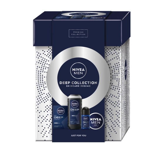 NIVEA MEN Deep Collection After Shave + Creme für Körper und Gesicht + Duschgel + Antitranspirant Roll-on