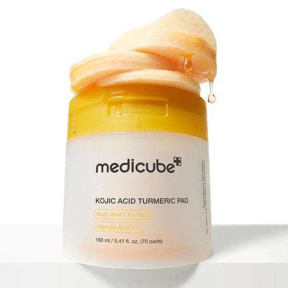 Kliknij na zdjęcie, aby je powiększyć Medicube Kojic Acid Kojic Acid Turmeric Pad – aufhellende Gesichts-Tonisierungspads gegen Hautverfärbungen mit Kojisäure, 70 Stück