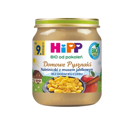 Kliknij na zdjęcie, aby je powiększyć HiPP Bio Gläschen-Dessert nach dem 9. Monat Pfannküchlein mit Apfelmus 200 g