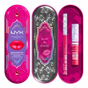 NYX Professional Makeup Bridgerton Royal Treasures Lip Kit 03 Lippen-Make-up-Set Royal Butter Gloss Summer Fruit 8 ml + Royal Lip Liner Rumour Has It 0,33 g