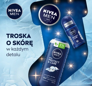 NIVEA MEN Caring Comfort Protect & Care Trio Geschenkset für Männer Duschgel + Antitranspirant Roll-on + Creme für Körper, Gesicht und Hände