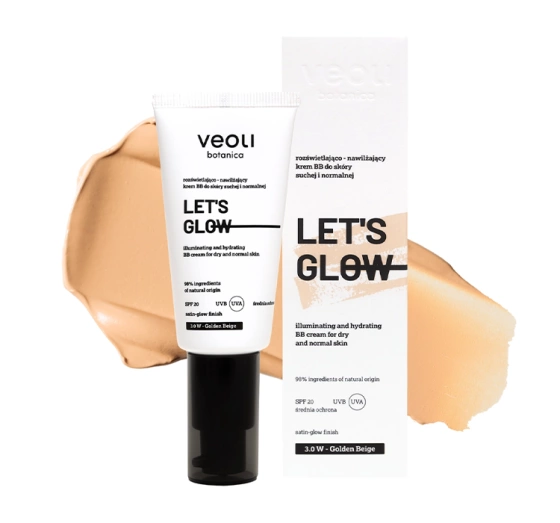 Veoli Botanica Let's Glow Illuminierend-feuchtigkeitsspendende BB-Creme für trockene und normale Haut SPF20 3.0 W Golden Beige 30 ml