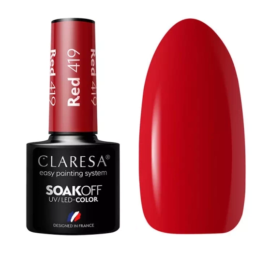 Kliknij na zdjęcie, aby je powiększyć CLARESA SOAK OFF HYBRIDLACK RED 419 5ML