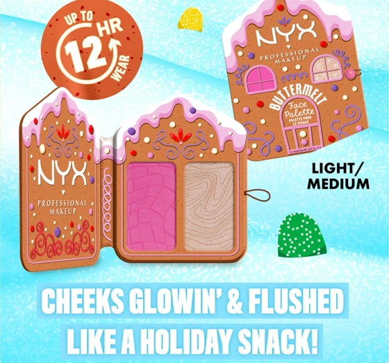 Kliknij na zdjęcie, aby je powiększyć NYX Professional Makeup Buttermelt Face Palette Mulled And Merry Konturierpalette für das Gesicht Light/Medium 2 x 5 g