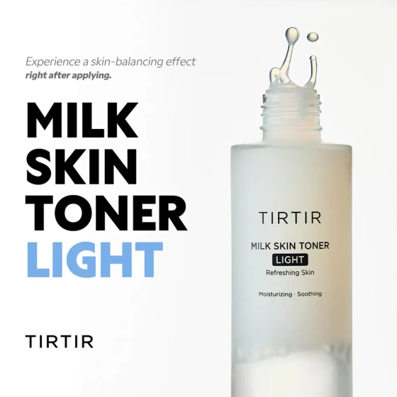 TIRTIR Milk Skin Toner Light – leichtes, milchiges Feuchtigkeitsgesichtswasser mit Reisextrakt, 50 ml