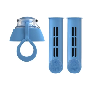 Dafi Soft 2 x Aktivkohlefilter + Verschlusskappe für Wasserflasche Blau