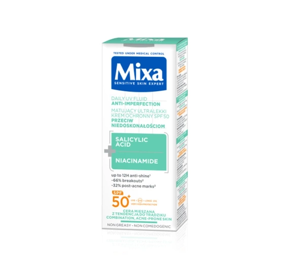 Kliknij na zdjęcie, aby je powiększyć Mixa Mattierende ultraleichte Gesichtsschutzcreme SPF50+ gegen Unreinheiten 40 ml