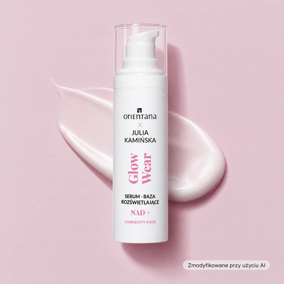 Kliknij na zdjęcie, aby je powiększyć Orientana x Julia Kamińska Longevity Code Glow Wear NAD+ Serum-Grundierung für strahlende Haut – bei müder, fahl und glanzloser Haut 30 ml
