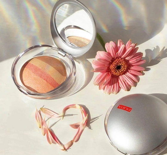 Pupa Milano Luminys Baked All Over Highlighter-Puder fürs Gesicht 01 Stripes Rose 9g