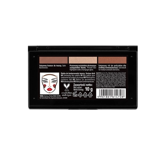 Kliknij na zdjęcie, aby je powiększyć Wibo 3 Steps Konturpalette für das Gesicht, Dark, 10 g