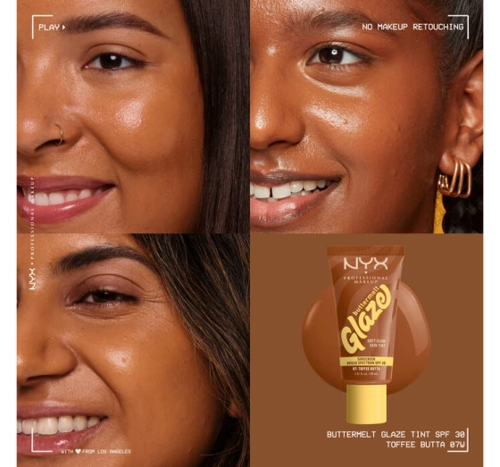 NYX Professional Makeup Buttermelt Glaze Creme-Foundation mit SPF30 07 Toffee Butta 30 ml 