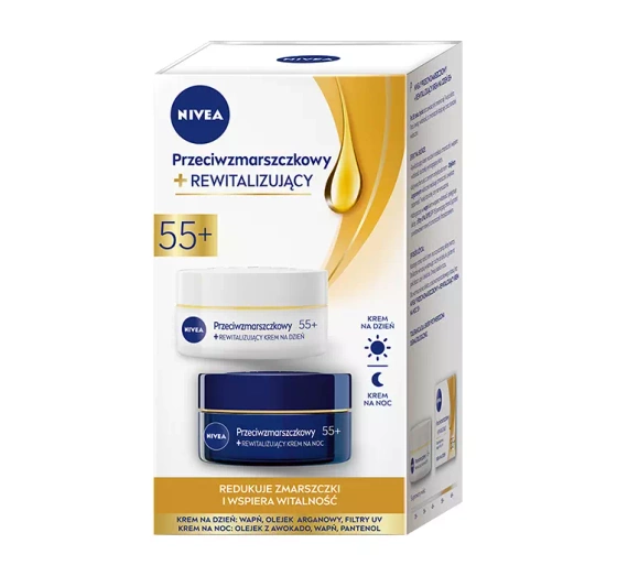 NIVEA 2 PACK ANTI-FALTEN + REVITALISIERENDE TAGES- UND NACHTCREME 55+ 2x50ML