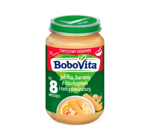 BoboVita Dessert im Glas nach dem 8. Monat Äpfel, Bananen mit Biskuit und einem Hauch Orange 190 g