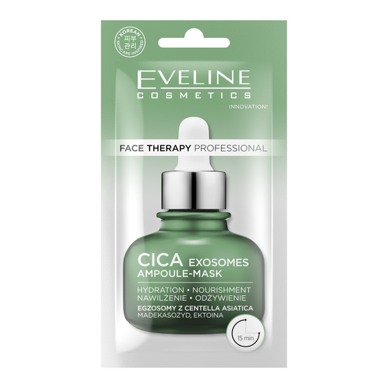 Kliknij na zdjęcie, aby je powiększyć Eveline Cosmetics Face Therapy Professional CICA Exosomes Ampoule-Mask – regenerierende Gesichtsmaske 8 ml