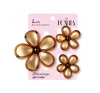 eCarla – Set mit drei blumenförmigen Haarspangen, Gold-Braun, SP433