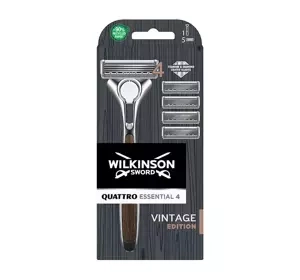 WILKINSON SWORD QUATTRO ESSENTIAL 4 VINTAGE EDITION RASIERER + 4 ERSATZKLINGEN
