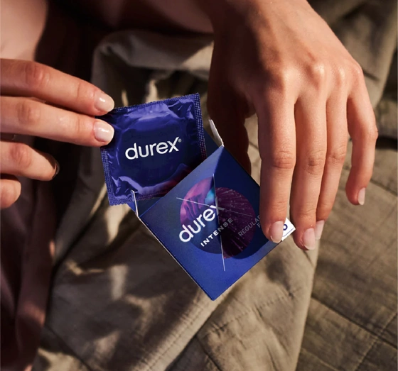 Durex Intense Kondome mit gerippter und gestreifter Oberfläche und stimulierendem Gel 20 Stück
