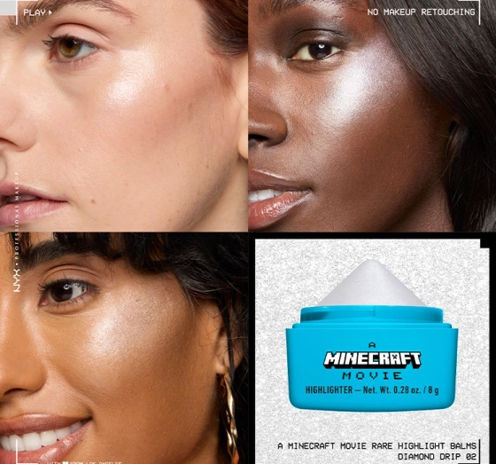 Kliknij na zdjęcie, aby je powiększyć NYX Professional Makeup × A Minecraft Movie Cremiger Highlighter 02 Diamond Drip 8 g