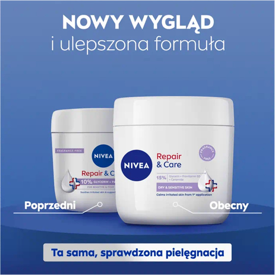 NIVEA REPAIR & CARE FEUCHTIGKEITSSPENDEND-SCHÜTZENDE CREME FÜR GESICHT KÖRPER HÄNDE 400ML