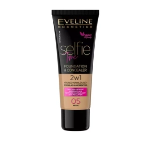 Eveline Cosmetics Selfie Time deckende und feuchtigkeitsspendende Grundierung und Concealer 05 Beige 30 ml