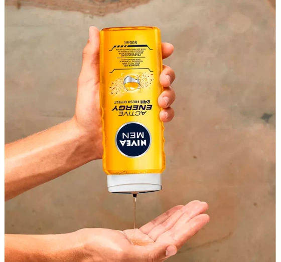 Kliknij na zdjęcie, aby je powiększyć NIVEA MEN NIVEA MEN ACTIVE ENERGY 24 FRESH EFFECT DUSCHGEL FÜR MÄNNER 500ML