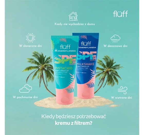 FLUFF ENERGYLANDIA SCHUTZCREME FÜR GESICHT UND KÖRPER SPF50 MILKSHAKE 100ML