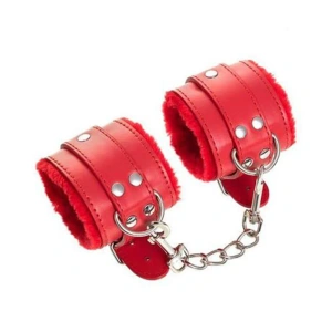 Anonymo Wrist Cuffs No 0105 – erotische Handschellen aus Kunstleder, rot, 1 Paar