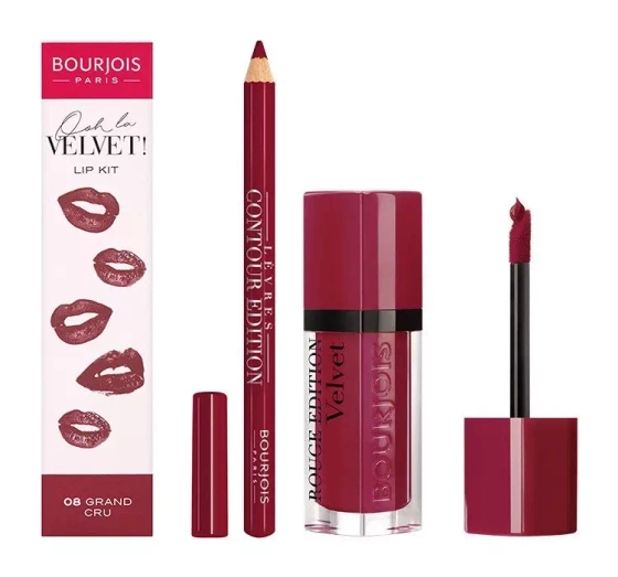 Kliknij na zdjęcie, aby je powiększyć BOURJOIS OOH LA VELVET LIP KIT LIPPENSTIFT + KONTURENSTIFT 08 GRAND CRU