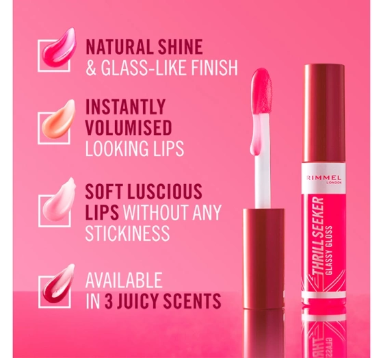Kliknij na zdjęcie, aby je powiększyć Rimmel Thrill Seeker Lipgloss mit Applikator 450 Fuchsia Punch 10ml