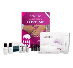 Semilac Love Me Starter-Set für Hybrid-Maniküre + Lack 656 Harmony 7 ml + Lack 651 Zen 7 ml + Lack 002 Delicate French 7 ml