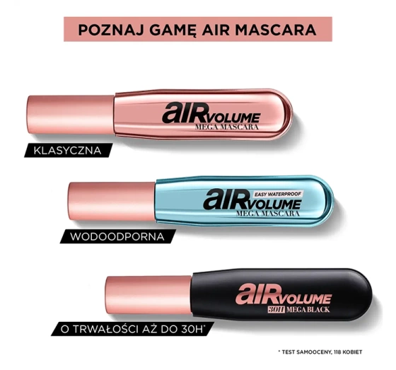 Kliknij na zdjęcie, aby je powiększyć LOREAL AIR VOLUME WIMPERNTUSCHE MEGA BLACK 9,4ML