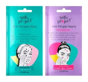Selfie Project – Set mit Punktpflastern gegen Hautunreinheiten: Anti-Pimple Stars + Anti-Pimple Heart