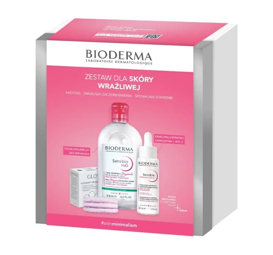 Bioderma Sensibio Pflegeset für empfindliche Haut Mizellenwasser + Serum + Pads