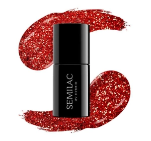 Semilac Hybridlack 318 Burgundy Red Glitter 7 ml