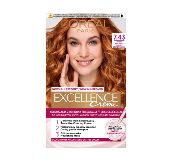 LOREAL EXCELLENCE CREME HAARFARBE 7.43 COPPER BLONDE