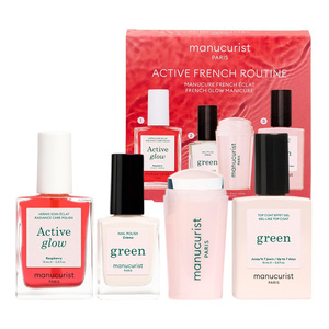 Manucurist Active French Routine – Set für die French-Maniküre: Pflege 15 ml + Nagellack 8 ml + Überlack 15 ml + Stempel
