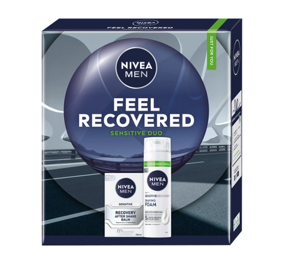 NIVEA MEN Feel Recovered Sensitive Duo Geschenkset für Männer Rasierschaum + Aftershave-Balsam