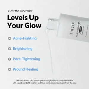TIRTIR Milk Skin Toner Light – leichtes, milchiges Feuchtigkeitsgesichtswasser mit Reisextrakt, 50 ml