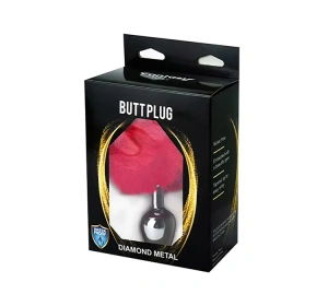 Fantasy Toys Metall-Analplug mit Pompon, rot