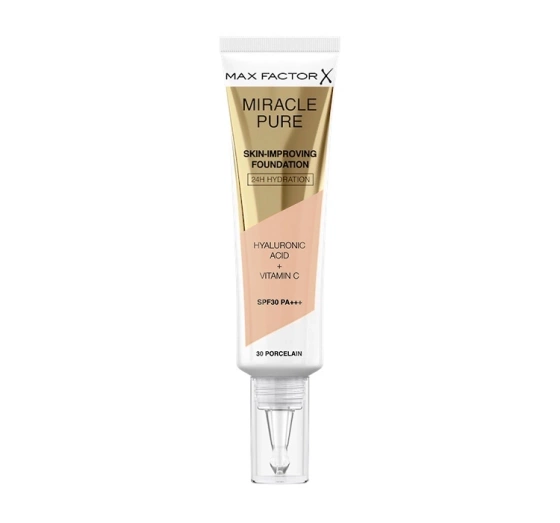 Kliknij na zdjęcie, aby je powiększyć MAX FACTOR MIRACLE PURE FOUNDATION ZUR VERBESSERUNG DES HAUTZUSTANDS 30 PORCELAIN 30ML