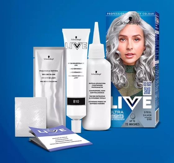 SCHWARZKOPF LIVE ULTRA BRIGHTS OR PASTEL SEMIPERMANENTES HAARFÄRBEMITTEL 098 STEEL SILVER