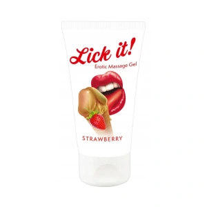 Lick it! Aromatisiertes Gel für erotische Massagen, Erdbeere, 50 ml